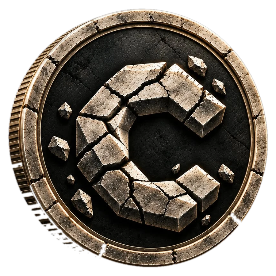 Cleft Coin — a stone coin with a cracked C